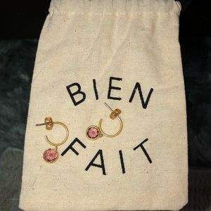 Madewell Gold Mini Hoop Drop Earrings Purple Stone